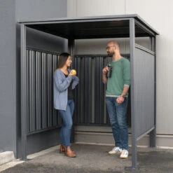 Abri à Vélos En Acier Thermolaqué Gris Anthracite 3,6m² Westmann -Jardin Extérieur Boutique abri a velos en acier thermolaque gris anthracite 36m westmann 2