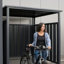 Abri à Vélos En Acier Thermolaqué Gris Anthracite 3,6m² Westmann -Jardin Extérieur Boutique abri a velos en acier thermolaque gris anthracite 36m westmann 4