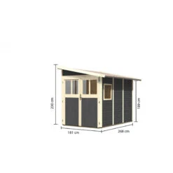 Abri Adossé En Bois Vitrifié Gris 4,85m² Wandlitz 3 - Karibu -Jardin Extérieur Boutique abri adosse en bois vitrifie gris 485m wandlitz 3 karibu 2