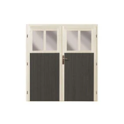 Abri Adossé En Bois Vitrifié Gris 4,85m² Wandlitz 3 - Karibu -Jardin Extérieur Boutique abri adosse en bois vitrifie gris 485m wandlitz 3 karibu 5