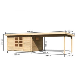 Abri De Jardin 11,49m² En Bois Massif 40mm Trittau 5 Avec Appentis 440cm – Karibu -Jardin Extérieur Boutique abri de jardin 1149m en bois massif 40mm trittau 5 avec appentis 440cm woodfeeling 2