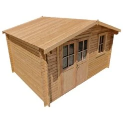 Abri En Bois Massif 12m² PLUS 28mm Traité Teinté Marron Gardy Shelter -Jardin Extérieur Boutique abri de jardin 12m en bois massif autoclave teinte marron madriers 28mm gardy shelter 4
