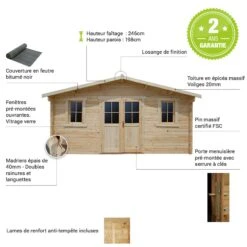 Abri De Jardin 16m² PLUS En Bois 40mm Brut Gardy Shelter -Jardin Extérieur Boutique abri de jardin 16m plus en bois 40mm brut gardy shelter 5