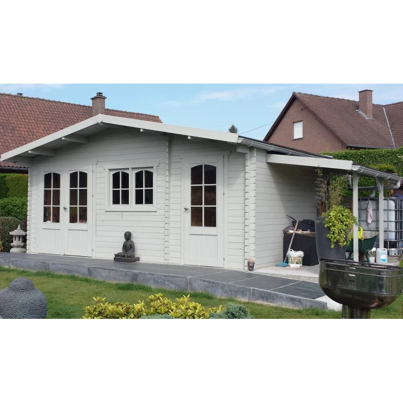 Abri De Jardin 22,04m² En Sapin Blanc FSC 40mm ROSTOCK + Shingles Rouges - SOLID 2 Abri De Jardin 22,04m² En Sapin Blanc FSC 40mm ROSTOCK + Shingles Rouges - SOLID – Image 2