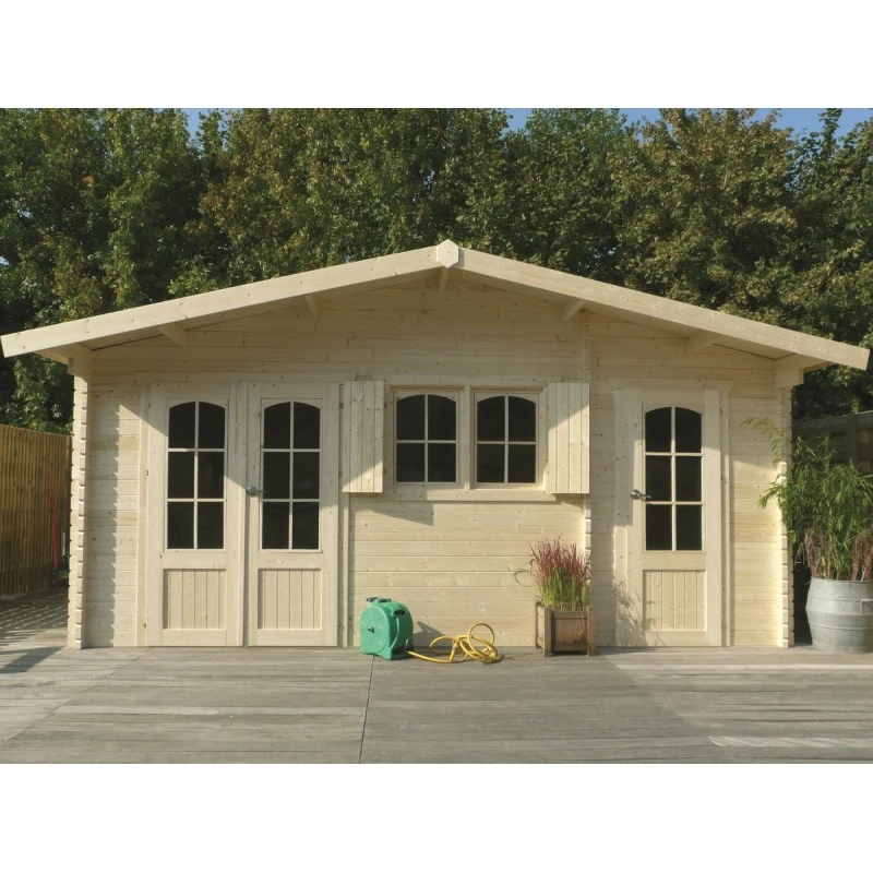 Abri De Jardin 22,04m² En Sapin Blanc FSC 40mm ROSTOCK + Shingles Rouges - SOLID 1 Abri De Jardin 22,04m² En Sapin Blanc FSC 40mm ROSTOCK + Shingles Rouges - SOLID