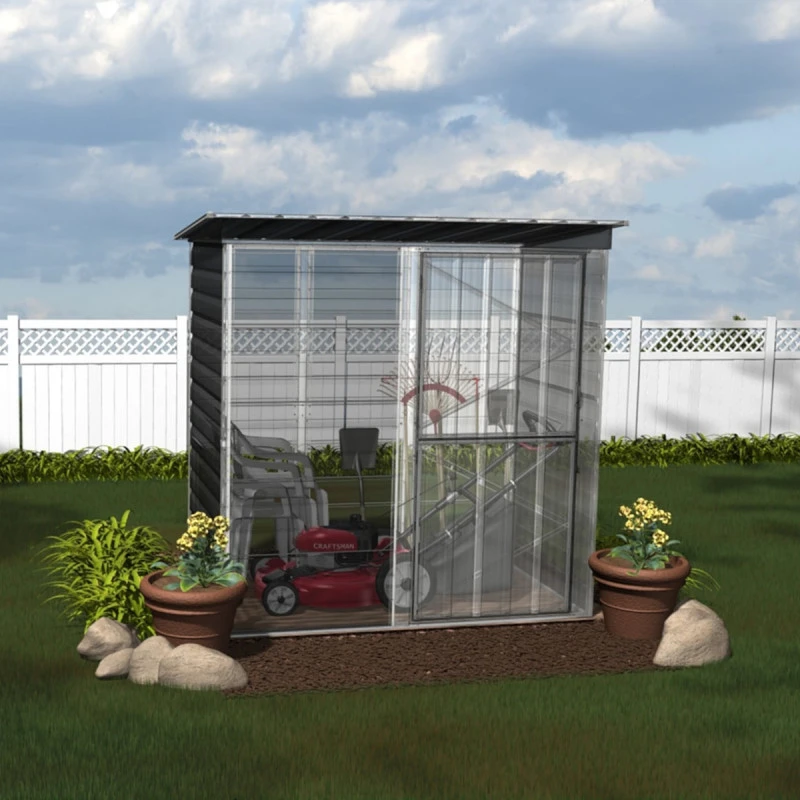 Abri De Jardin 2,35m² Monopente En Acier Galvanisé Anthracite Spacemaker 2 Abri De Jardin 2,35m² Monopente En Acier Galvanisé Anthracite Spacemaker – Image 2