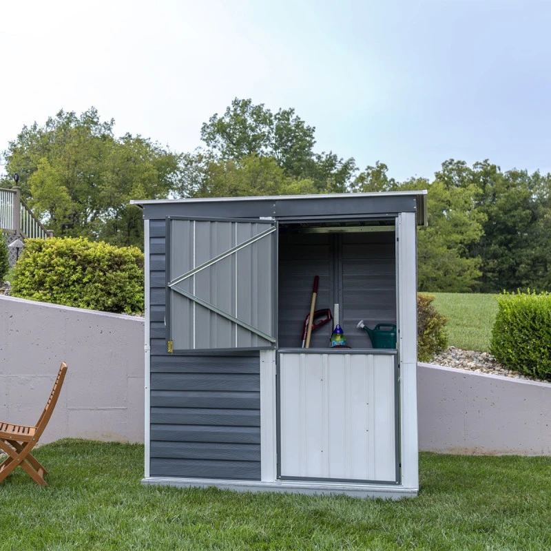 Abri De Jardin 2,35m² Monopente En Acier Galvanisé Anthracite Spacemaker 1 Abri De Jardin 2,35m² Monopente En Acier Galvanisé Anthracite Spacemaker