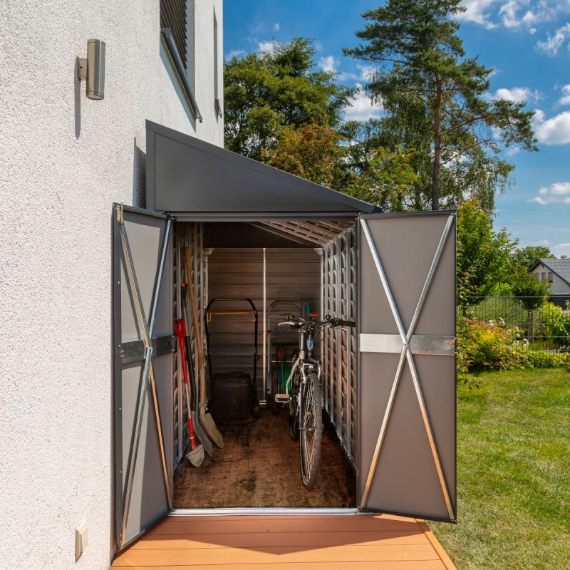 Abri De Jardin 3,5m² Adossé En Acier Galvanisé Anthracite Spacemaker 1 Abri De Jardin 3,5m² Adossé En Acier Galvanisé Anthracite Spacemaker