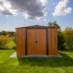 Abri De Jardin 4,26m² Toit Double Pente En Acier Galvanisé Aspect Bois Spacemaker 11 Abri De Jardin 4,26m² Toit Double Pente En Acier Galvanisé Aspect Bois Spacemaker -Jardin Extérieur Boutique abri de jardin 426m toit double pente en acier galvanise aspect bois spacemaker 5