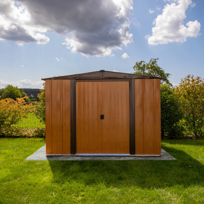 Abri De Jardin 4,26m² Toit Double Pente En Acier Galvanisé Aspect Bois Spacemaker 6 Abri De Jardin 4,26m² Toit Double Pente En Acier Galvanisé Aspect Bois Spacemaker – Image 6