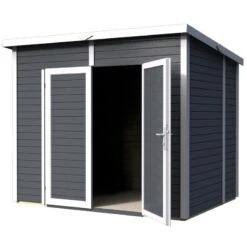 Abri De Jardin 4,31m² Skur 4 + Plancher Traité Anthracite Baltic