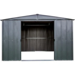 Abri De Jardin 8,5m² Toit Double Pente En Acier Galvanisé Anthracite Spacemaker -Jardin Extérieur Boutique abri de jardin 85m toit double pente en acier galvanise anthracite spacemaker 2