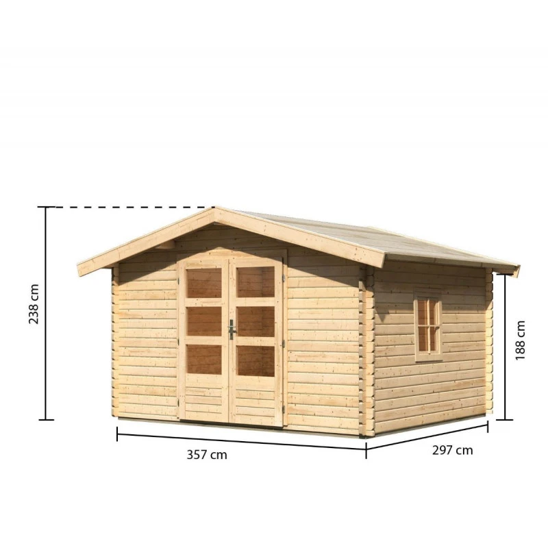 Abri De Jardin En Bois 10,60m² Avec Toit En Pente - Mühlheim 4 - Karibu 2 Abri De Jardin En Bois 10,60m² Avec Toit En Pente - Mühlheim 4 - Karibu – Image 2