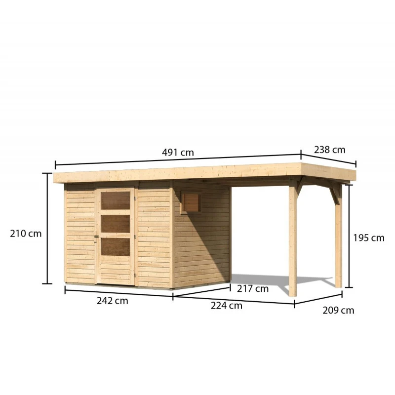 Abri De Jardin En Bois 5,25m² Avec Appentis De 2,40 M Freiburg 3 - Karibu 2 Abri De Jardin En Bois 5,25m² Avec Appentis De 2,40 M Freiburg 3 - Karibu – Image 2