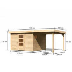 Abri De Jardin En Bois 9,24m² Freiburg 6 Avec Appentis De 2,40 M - Karibu -Jardin Extérieur Boutique abri de jardin en bois 924m freiburg 6 avec appentis de 240 m karibu 2
