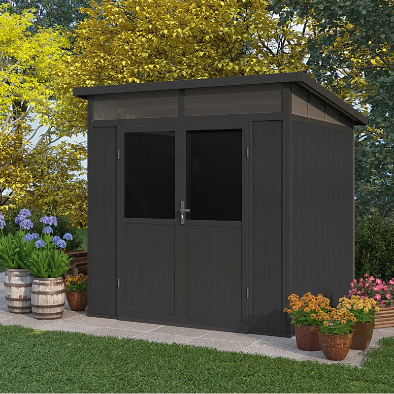 Abri De Jardin En Bois Composite 28mm Anthracite 5,28m² WINSTON Skylight - Woodlife Garden 2 Abri De Jardin En Bois Composite 28mm Anthracite 5,28m² WINSTON Skylight - Woodlife Garden – Image 2