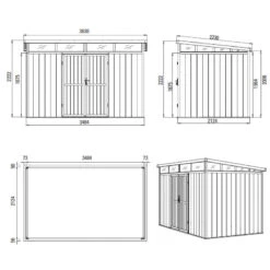 Abri De Jardin En Bois Composite 28mm Anthracite 8,09m² GORDON Skylight - Woodlife Garden -Jardin Extérieur Boutique abri de jardin en bois composite 28mm anthracite 809m gordon skylight woodlife garden 3