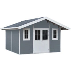 Abri De Jardin En Bois Composite 28mm Gris Clair 14,75m² PREMIUM - Woodlife Garden -Jardin Extérieur Boutique abri de jardin en bois composite 28mm gris clair 15m premium woodlife garden 2
