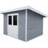 Abri De Jardin En Bois Composite 28mm Gris Clair 9m² PREMIUM Toit Plat - Woodlife Garden