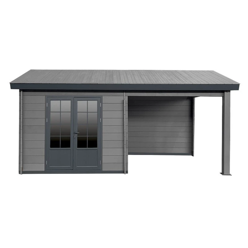 Abri De Jardin En Bois Composite Gris Foncé 9m² + 9m² Terrasse - Woodlife Garden 2 Abri De Jardin En Bois Composite Gris Foncé 9m² + 9m² Terrasse - Woodlife Garden – Image 2