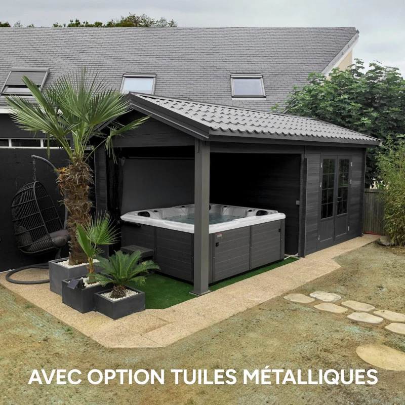 Abri De Jardin En Bois Composite Gris Foncé 9m² + 9m² Terrasse - Woodlife Garden 6 Abri De Jardin En Bois Composite Gris Foncé 9m² + 9m² Terrasse - Woodlife Garden – Image 6