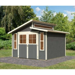 Abri De Jardin En Bois Gris Terre 9,24m² Avec Toit En Gradins - Grauburg 7 - Karibu -Jardin Extérieur Boutique abri de jardin en bois gris terre 924m avec toit en gradins grauburg 7 karibu 2