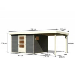 Abri De Jardin En Bois Gris Terre 9,24m² Freiburg 6 Avec Appentis De 2,40 M - Karibu -Jardin Extérieur Boutique abri de jardin en bois gris terre 924m freiburg 6 avec appentis de 240 m karibu 3
