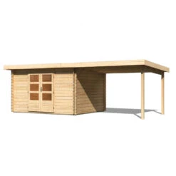 Abri De Jardin En Bois Massif 10,60m² Bastrup 7 Avec Appentis 300cm – Karibu -Jardin Extérieur Boutique abri de jardin en bois massif 1060m bastrup 7 avec appentis 300cm woodfeeling 2
