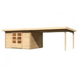 Abri De Jardin En Bois Massif 10,60m² Bastrup 7 Avec Appentis 400cm – Karibu -Jardin Extérieur Boutique abri de jardin en bois massif 1060m bastrup 7 avec appentis 400cm woodfeeling 3