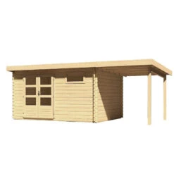 Abri De Jardin En Bois Massif 11,49m² Bastrup 8 Avec Appentis 200cm – Karibu -Jardin Extérieur Boutique abri de jardin en bois massif 1149m bastrup 8 avec appentis 200cm woodfeeling 2