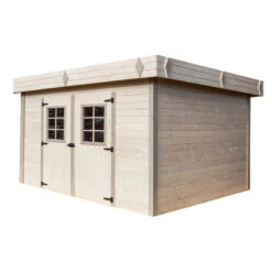 Abri De Jardin En Bois Massif 16,77m² Monopente – Madriers 28mm – Toiture En Bac Acier – Habrita