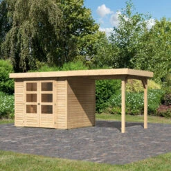 Abri De Jardin En Bois Massif 5,25m² Askola 3 Avec Appentis 240cm – Karibu