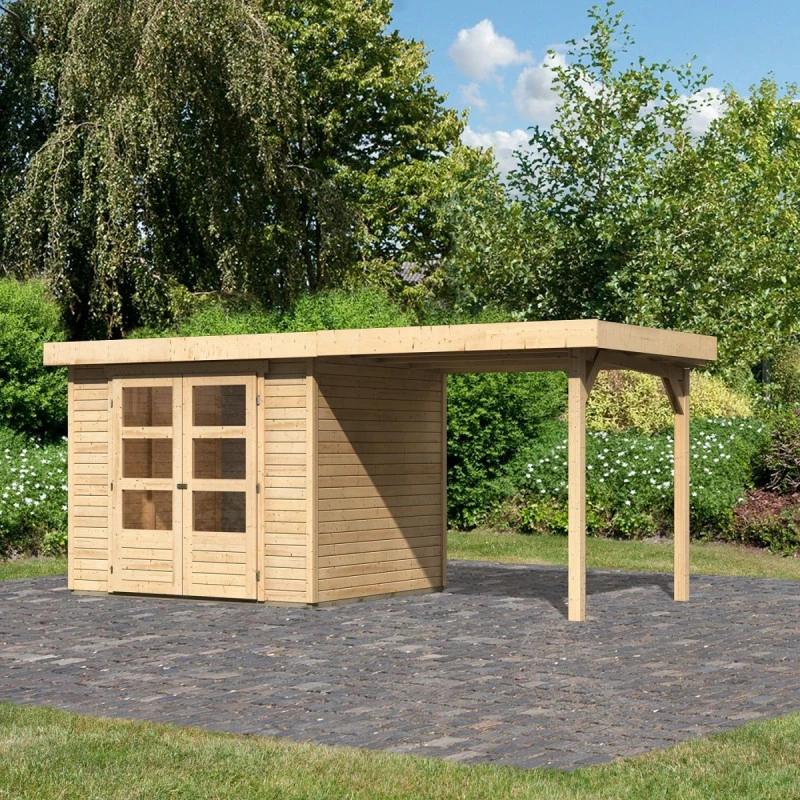 Abri De Jardin En Bois Massif 5,25m² Askola 3 Avec Appentis 240cm – Karibu 1 Abri De Jardin En Bois Massif 5,25m² Askola 3 Avec Appentis 240cm – Karibu