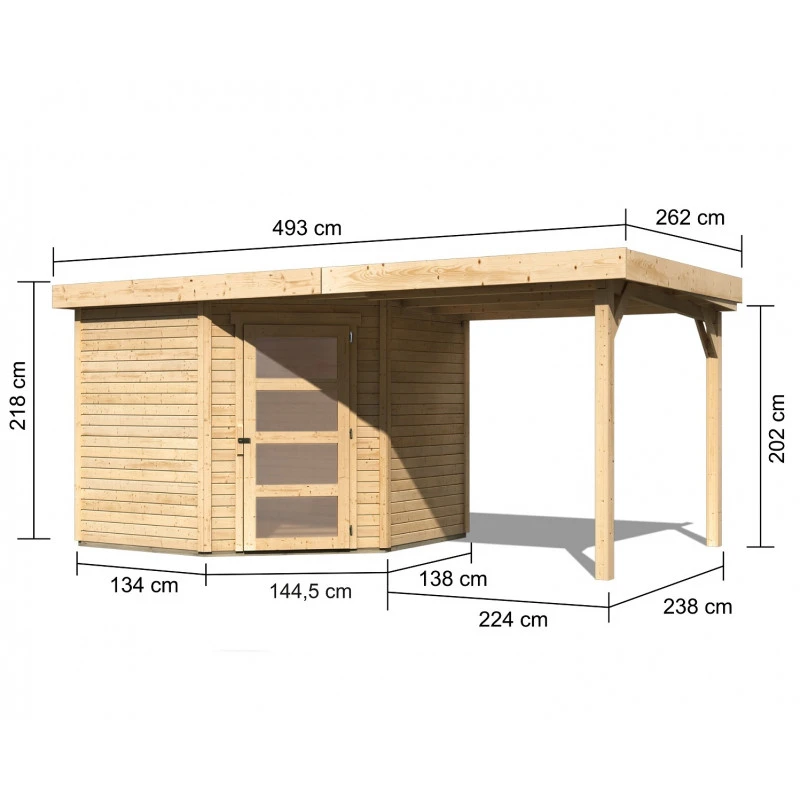 Abri De Jardin En Bois Massif 5,95m² Schwandorf 5 Avec Appentis 240cm – Karibu 2 Abri De Jardin En Bois Massif 5,95m² Schwandorf 5 Avec Appentis 240cm – Karibu – Image 2