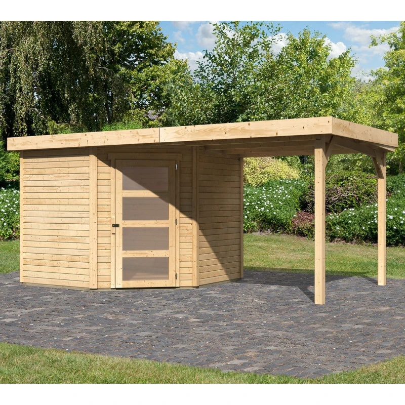 Abri De Jardin En Bois Massif 5,95m² Schwandorf 5 Avec Appentis 240cm – Karibu 1 Abri De Jardin En Bois Massif 5,95m² Schwandorf 5 Avec Appentis 240cm – Karibu