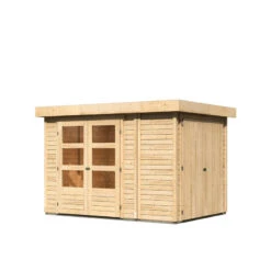 Abri De Jardin En Bois Massif 6,25m² Retola 2 Avec Armoire Intégrée – Karibu -Jardin Extérieur Boutique abri de jardin en bois massif 625m retola 2 avec armoire integree woodfeeling 2