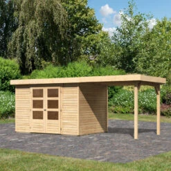 Abri De Jardin En Bois Massif 6,55m² Askola 4 Avec Appentis 240cm – Karibu