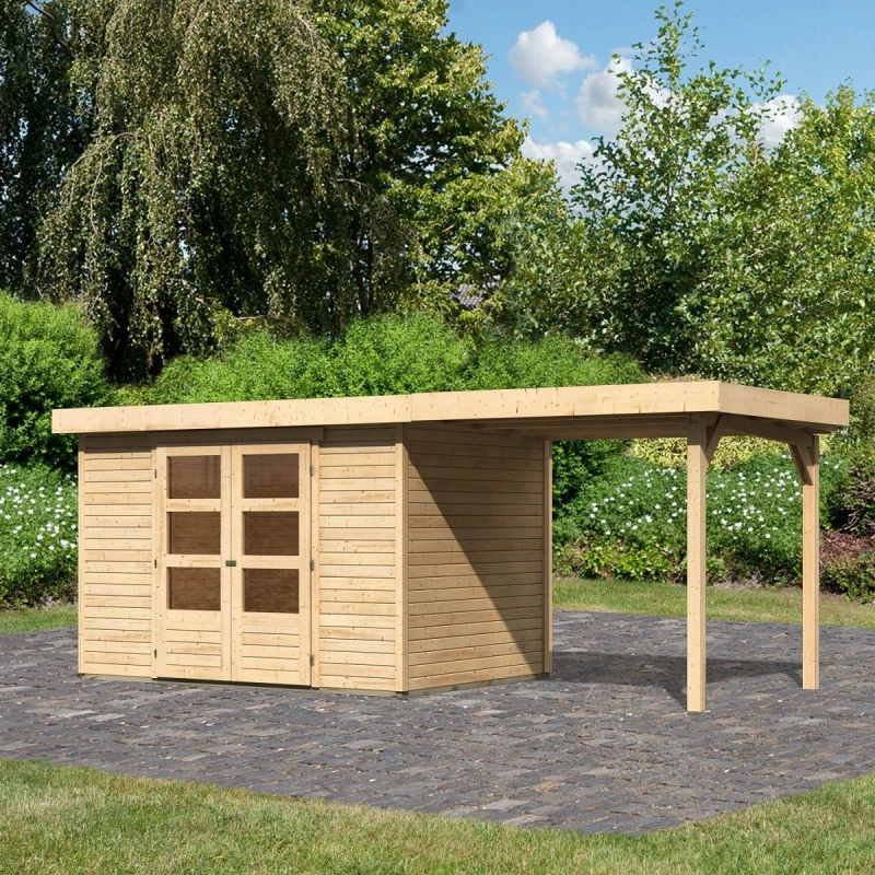 Abri De Jardin En Bois Massif 6,55m² Askola 4 Avec Appentis 240cm – Karibu 1 Abri De Jardin En Bois Massif 6,55m² Askola 4 Avec Appentis 240cm – Karibu