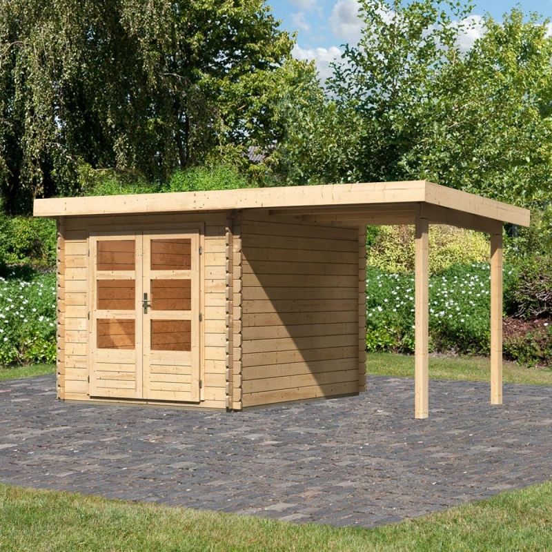 Abri De Jardin En Bois Massif 7,04m² Bastrup 4 Avec Appentis 200cm – Karibu 1 Abri De Jardin En Bois Massif 7,04m² Bastrup 4 Avec Appentis 200cm – Karibu