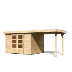Abri De Jardin En Bois Massif 7,43m² Askola 5 Avec Appentis 240cm – Karibu -Jardin Extérieur Boutique abri de jardin en bois massif 743m askola 5 avec appentis 240cm woodfeeling 2