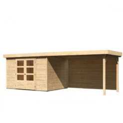 Abri De Jardin En Bois Massif 7,43m² Askola 5 Avec Appentis 280cm Et Paroi Arrière – Karibu -Jardin Extérieur Boutique abri de jardin en bois massif 743m askola 5 avec appentis 280cm et paroi arriere woodfeeling 2