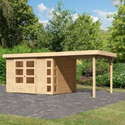 Abri De Jardin En Bois Massif 7,43m² Kerko 5 Avec Appentis 240cm – Karibu