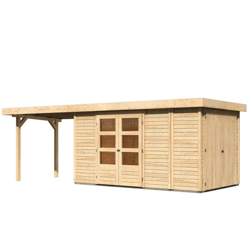 Abri De Jardin En Bois Massif 8,18m² Retola 5 Avec Armoire Intégrée Et Appentis 280cm – Karibu 3 Abri De Jardin En Bois Massif 8,18m² Retola 5 Avec Armoire Intégrée Et Appentis 280cm – Karibu – Image 3
