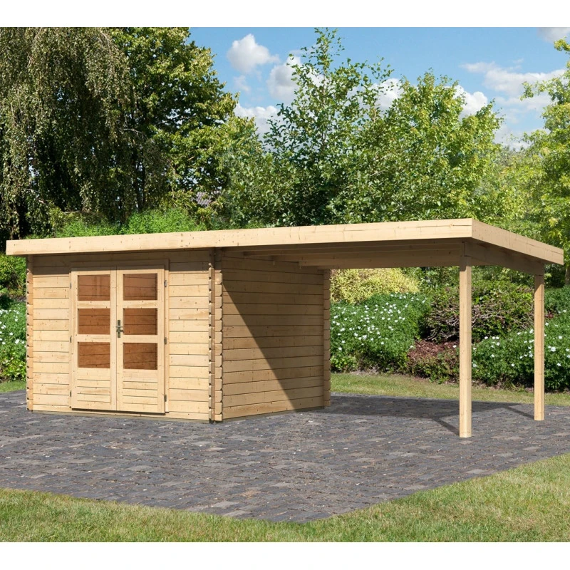 Abri De Jardin En Bois Massif 8,82m² Bastrup 5 Avec Appentis 300cm – Karibu 1 Abri De Jardin En Bois Massif 8,82m² Bastrup 5 Avec Appentis 300cm – Karibu