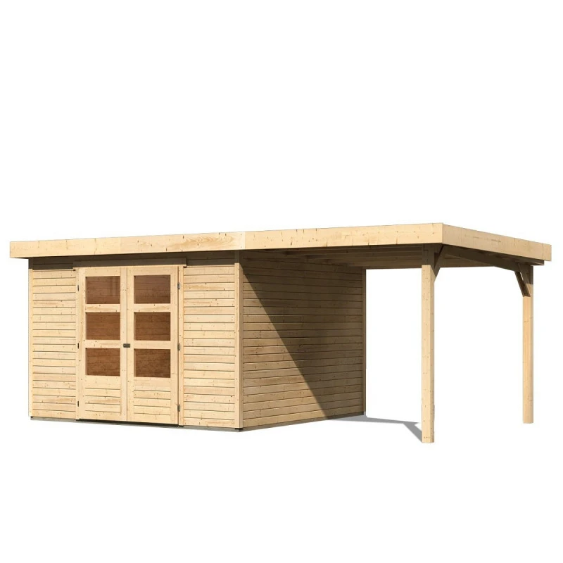 Abri De Jardin En Bois Massif 9,24m² Askola 6 Avec Appentis 240cm – Karibu 4 Abri De Jardin En Bois Massif 9,24m² Askola 6 Avec Appentis 240cm – Karibu – Image 4