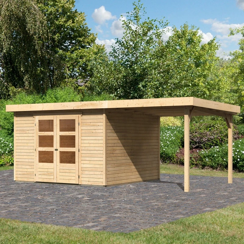 Abri De Jardin En Bois Massif 9,24m² Askola 6 Avec Appentis 240cm – Karibu 1 Abri De Jardin En Bois Massif 9,24m² Askola 6 Avec Appentis 240cm – Karibu
