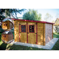 Abri De Jardin En Bois Massif 9,94m² Monopente – Madriers 28mm – Habrita