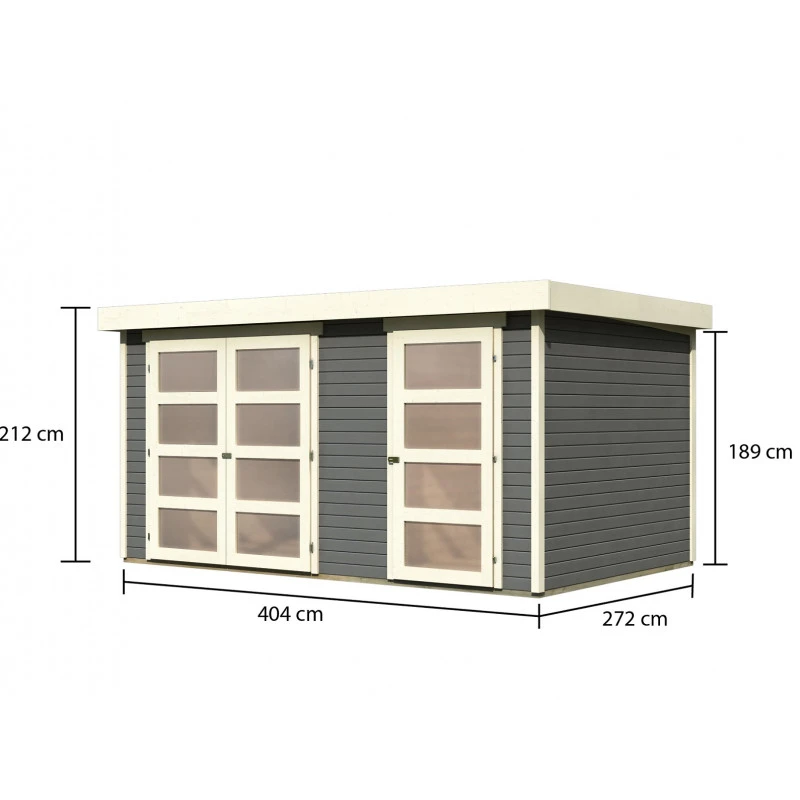 Abri De Jardin En Bois Massif Gris Terre 10,98m² Avec Cloison Intérieure Mühlentrup 2 – Karibu 3 Abri De Jardin En Bois Massif Gris Terre 10,98m² Avec Cloison Intérieure Mühlentrup 2 – Karibu – Image 3
