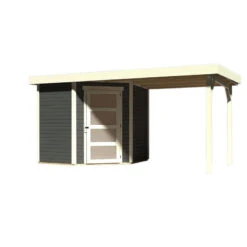 Abri De Jardin En Bois Massif Gris Terre 4,62m² Schwandorf 3 Avec Appentis 240cm – Karibu -Jardin Extérieur Boutique abri de jardin en bois massif gris terre 462m schwandorf 3 avec appentis 240cm woodfeeling 2