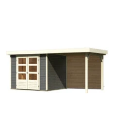 Abri De Jardin En Bois Massif Gris Terre 5,25m² Askola 3 Avec Appentis 240cm Et Paroi Arrière - Karibu -Jardin Extérieur Boutique abri de jardin en bois massif gris terre 525m askola 3 avec appentis 240cm et paroi arriere woodfeeling 3